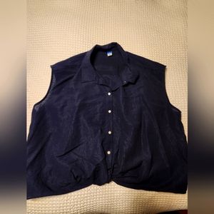XL Navy Blue Button Top